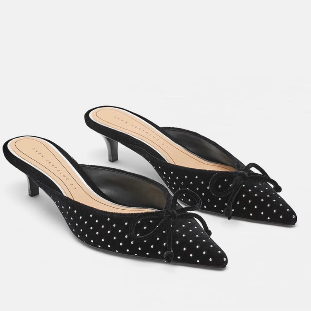 ZARA studded velvet mules new size 37